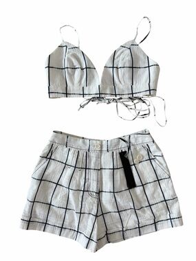 House of Harlow 1960 X Revolve White Black Crop Top Shorts Set size Medium NEW